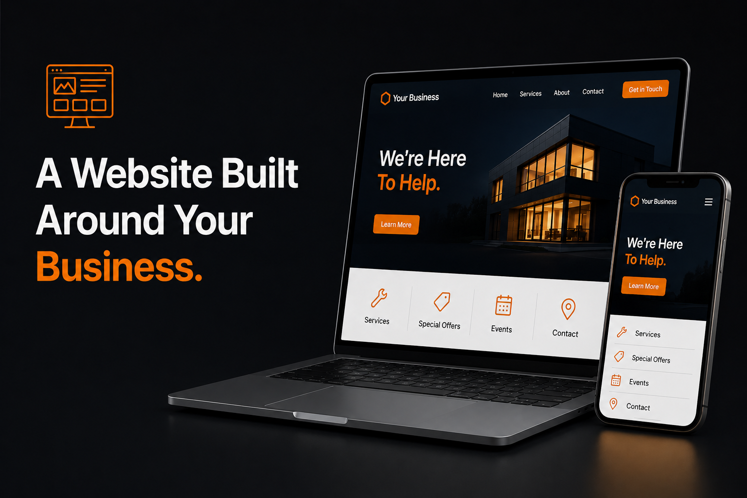 A Brick+Pixel website design shown on a laptop and phone